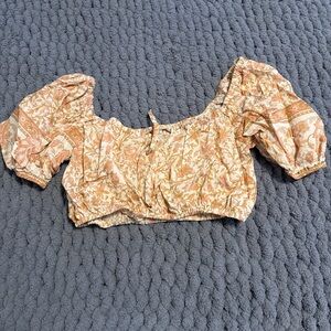 Floral Puff Sleeve Crop Top